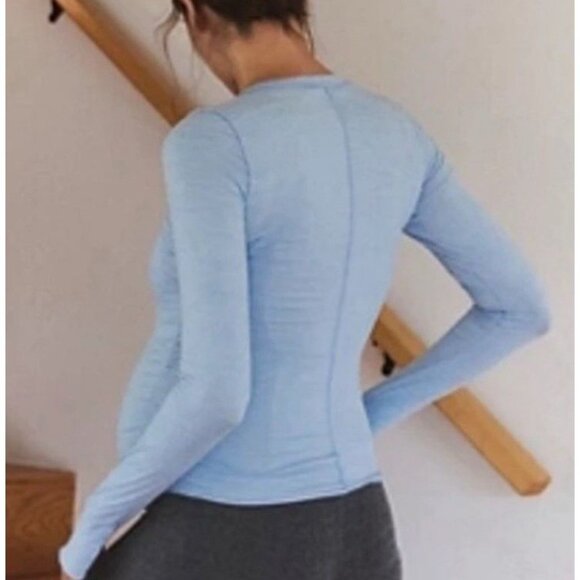 NWT Free People x HATCH Maternity Top Medium Right On Run Layer Blue Bell Shirt - Picture 4 of 13